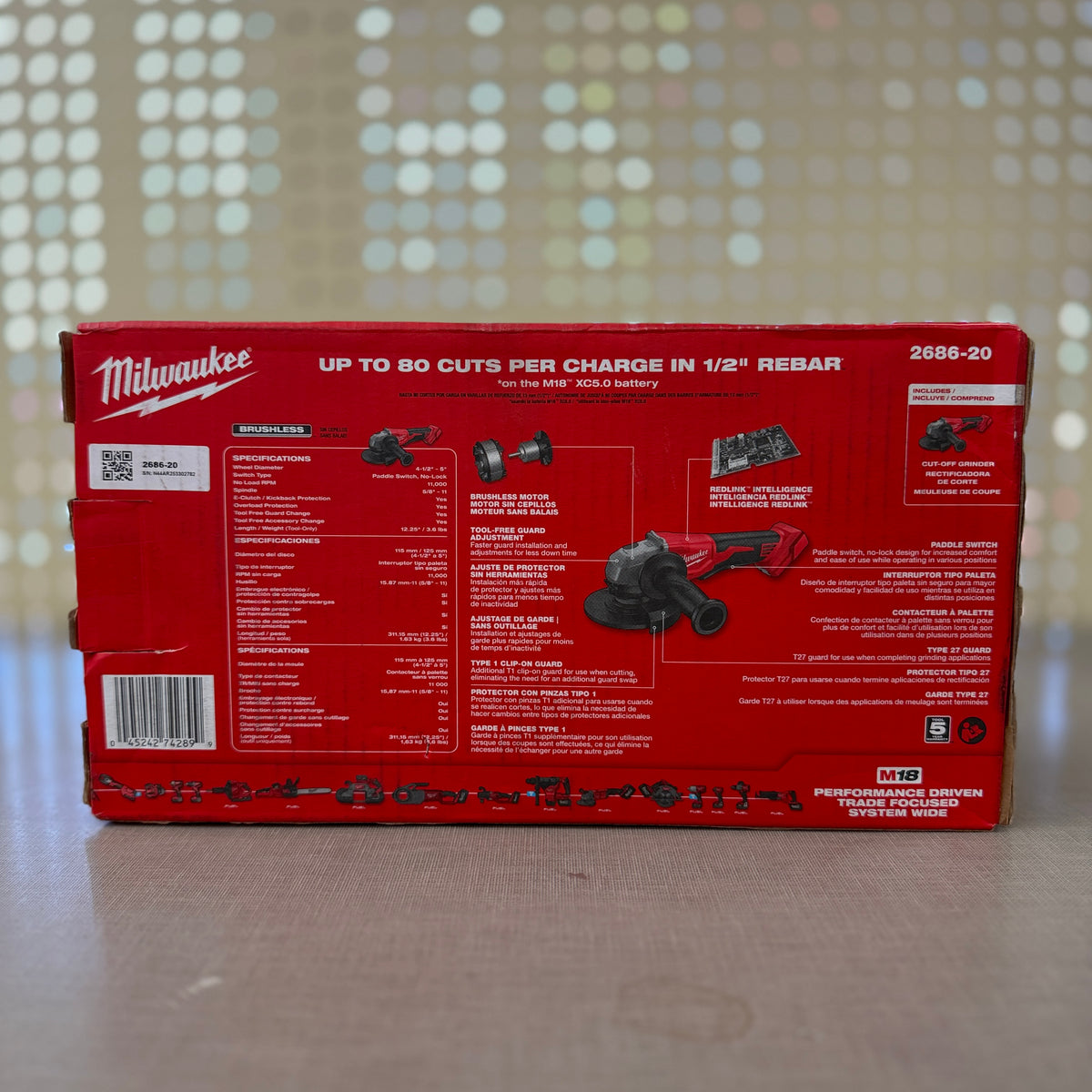 Milwaukee 2686-20 M18 Brushless 4-1/2"/5" Cut-Off Grinder, Tool Only