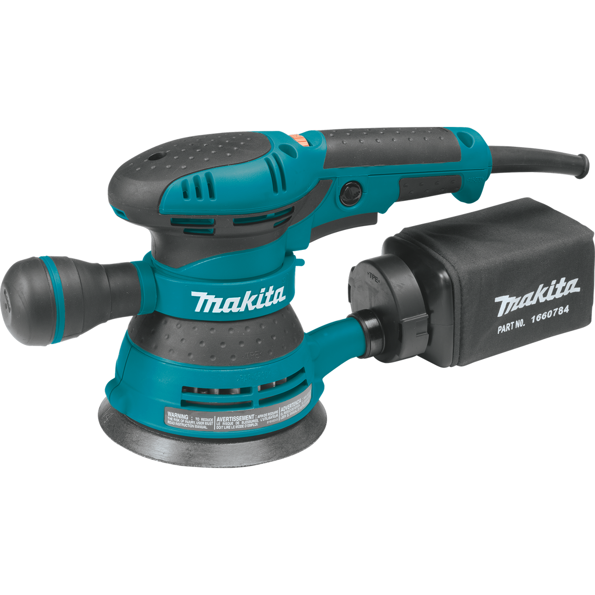 Makita BO5041 5-inch random orbit sander with dust bag and front handle