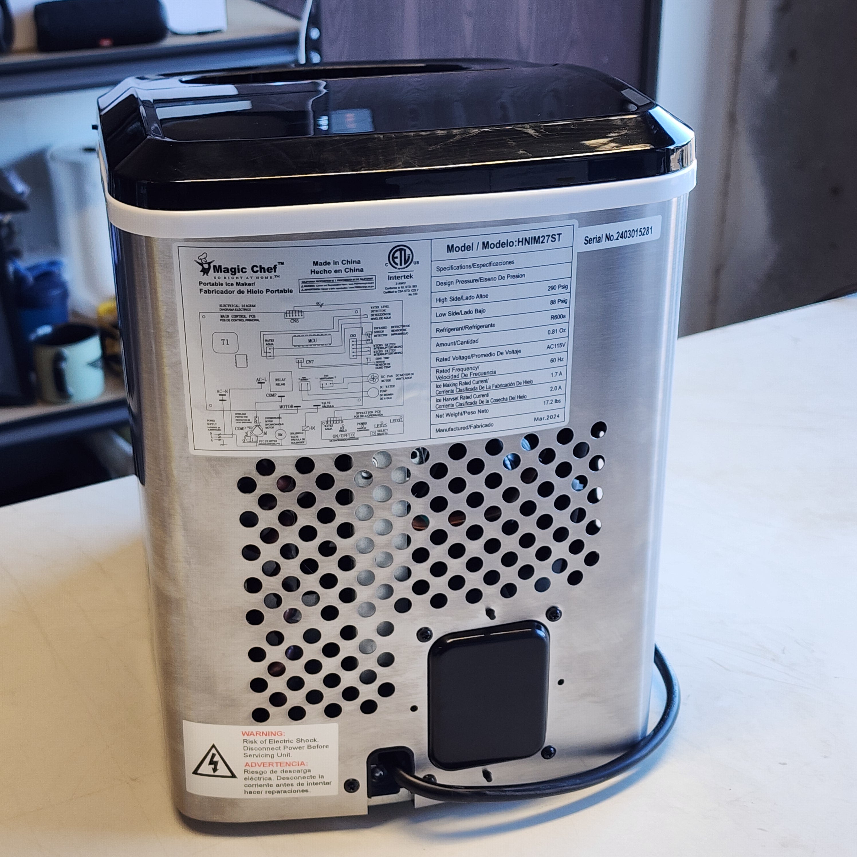 27 lbs. Portable Countertop Ice Maker in Stainless Steel (HNIM27ST)