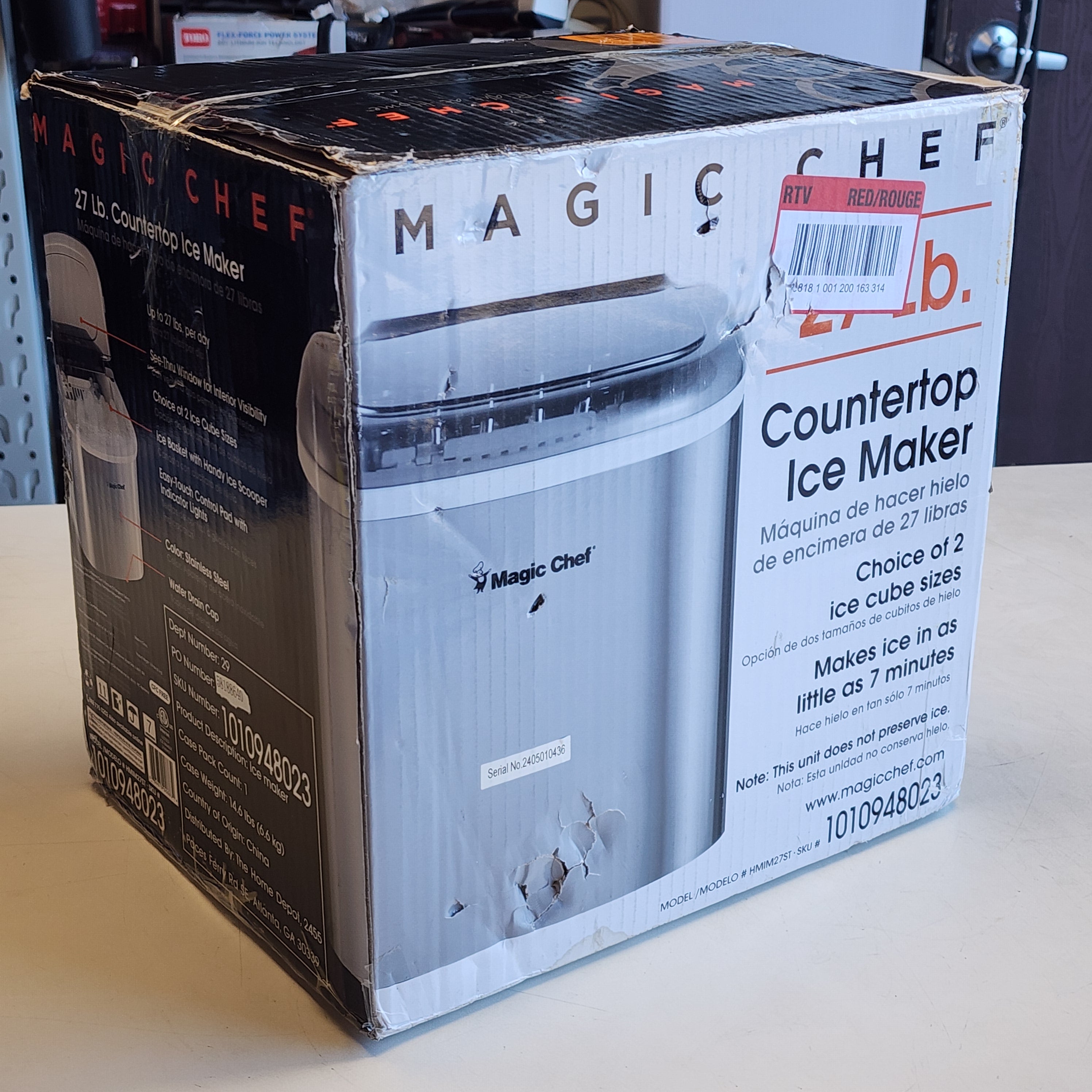 27 lbs. Bullet Ice Countertop Ice Maker in Stainless Steel (HMIM27ST)