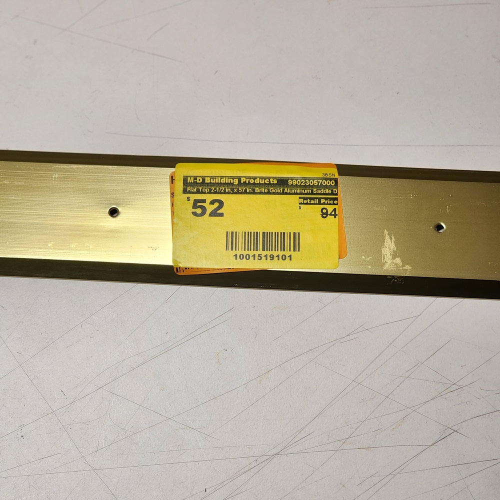 Flat Top 2-1/2 in. x 57 in. Brite Gold Aluminum Saddle Door Threshold (99023057000)