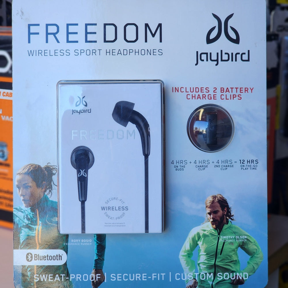 Freedom Wireless sport Headphones with battery charge clips