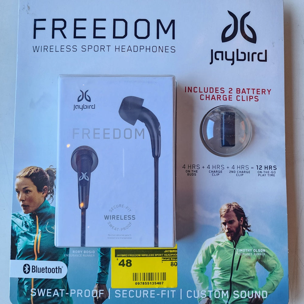 Freedom Wireless sport Headphones with battery charge clips