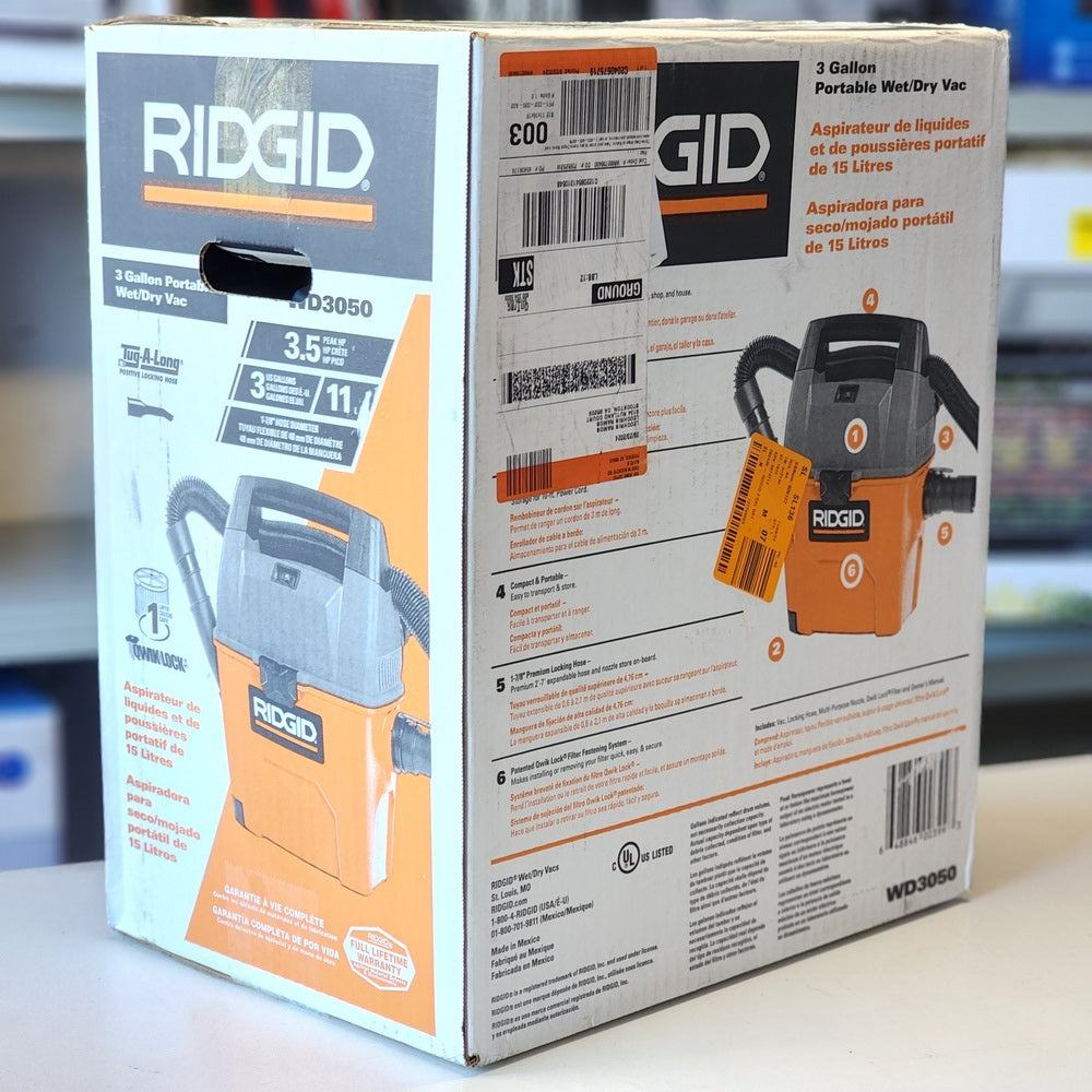 RIDGID 3 GAL WET/DRY VAC (WD3050)