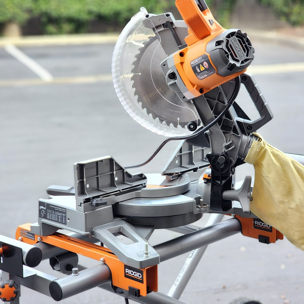 15 Amp 10 in. Corded Dual Bevel Miter Saw with LED Cut Line Indicator with Stand (R4113)