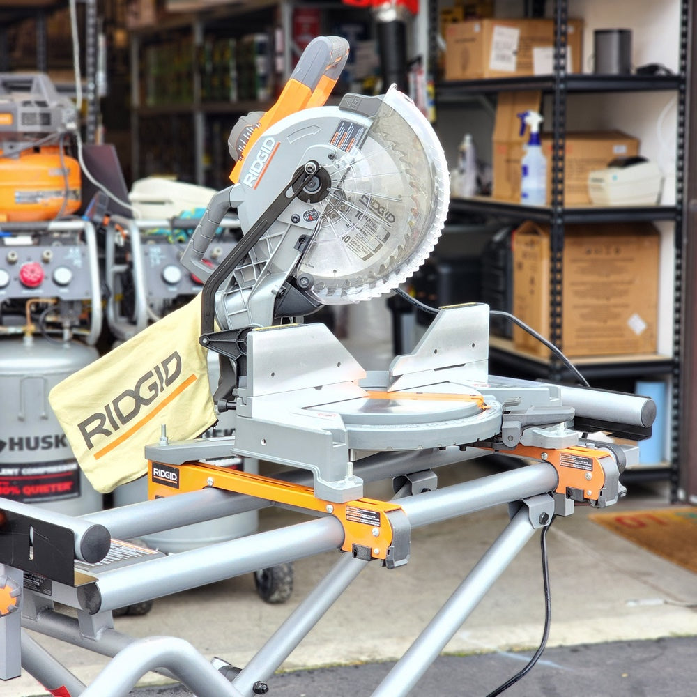 15 Amp 10 in. Corded Dual Bevel Miter Saw with LED Cut Line Indicator with Stand (R4113)