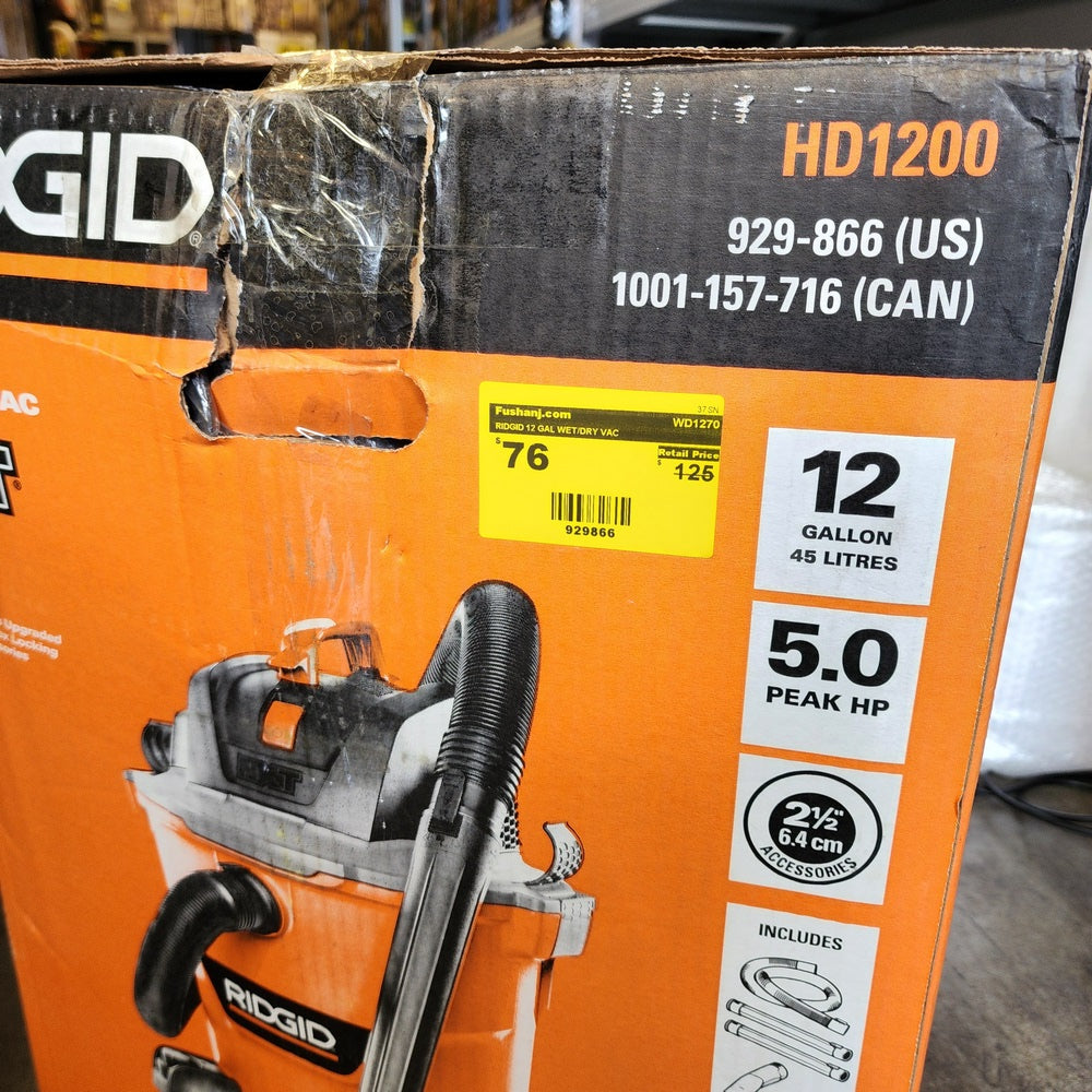 RIDGID 12 GAL WET/DRY VAC (WD1270)