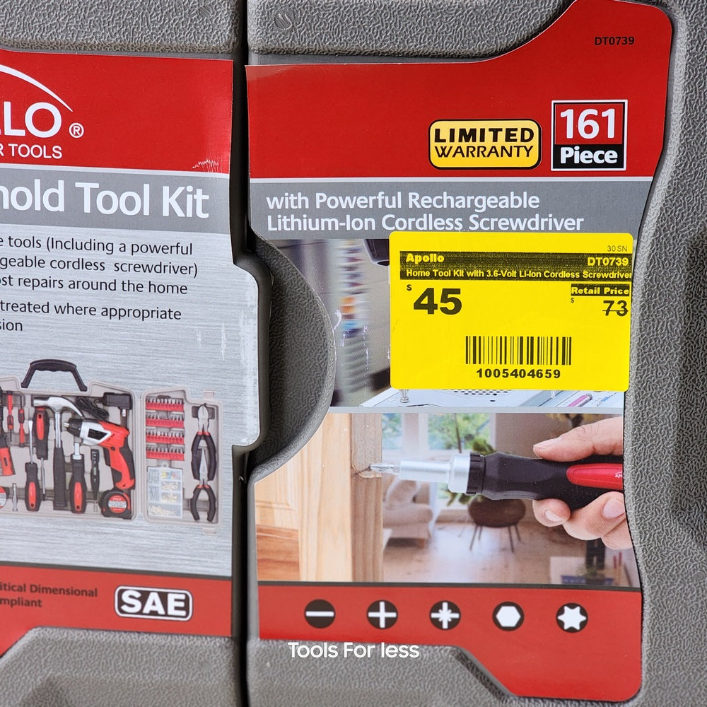 Home Tool Kit With 3.6-Volt Li-ion Cordless Screwdriver