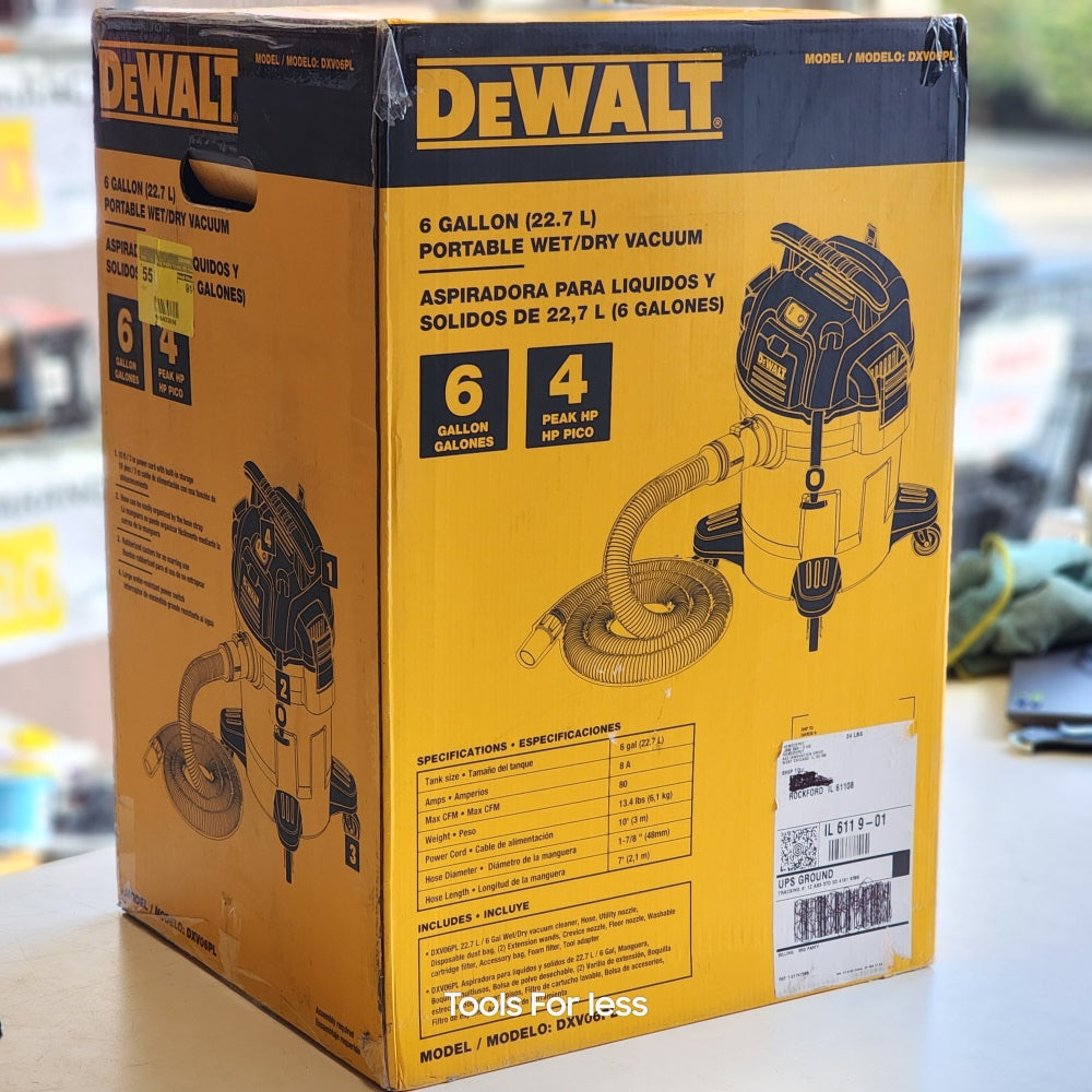 DEWALT 6 GAL 4.0 HP POLY WET/DRY VACUUM WITH HOSE