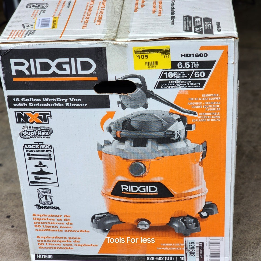 RIDGID 16 GAL DETACH BLOWER W/D VAC (WD1680)