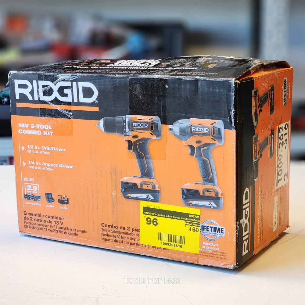 RIDGID 18V CORDLESS 2-TOOL COMB KIT WITH DRILL/DRIVER