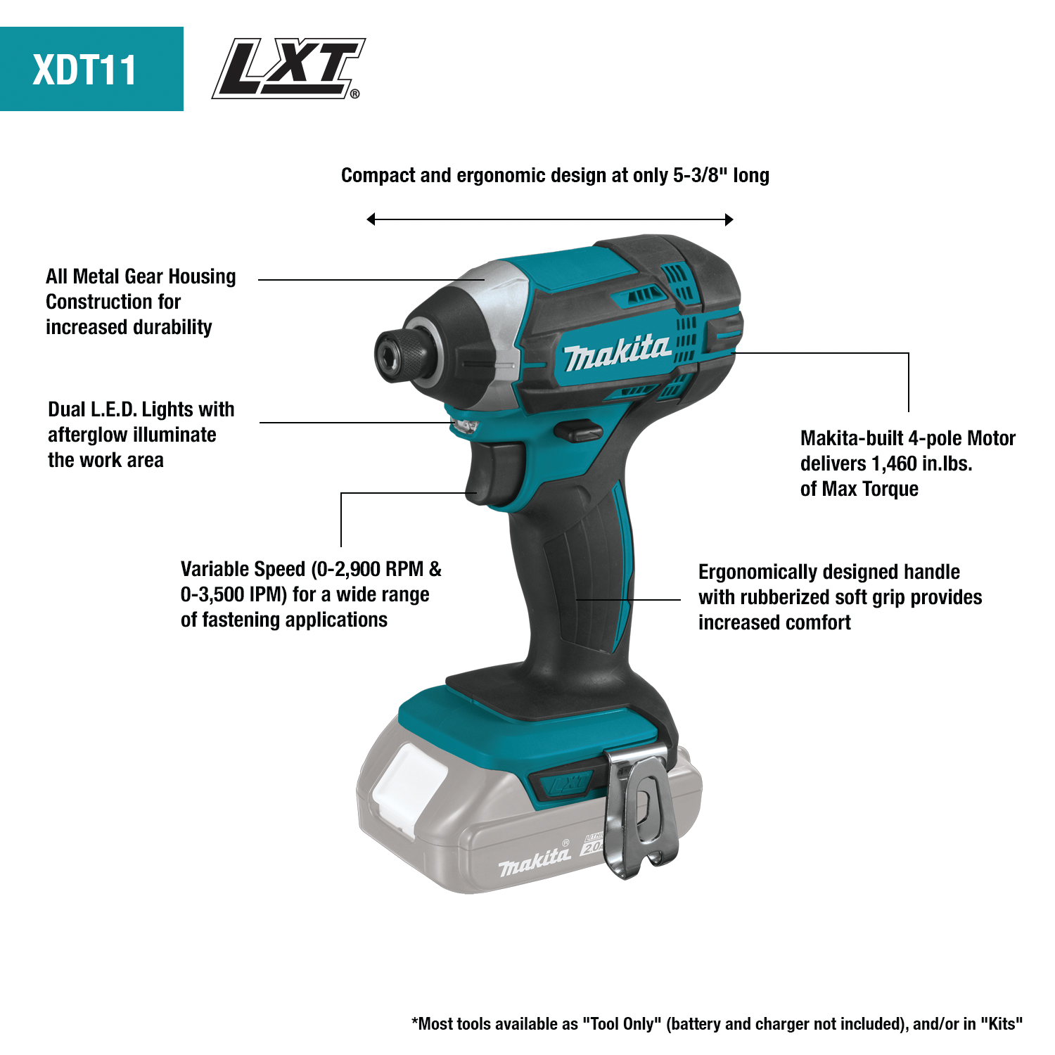 Makita 18 Volt LXT Lithium Ion Compact Cordless 2 Piece Combo Kit Factory Serviced OUT OF STOCK 8-25-23