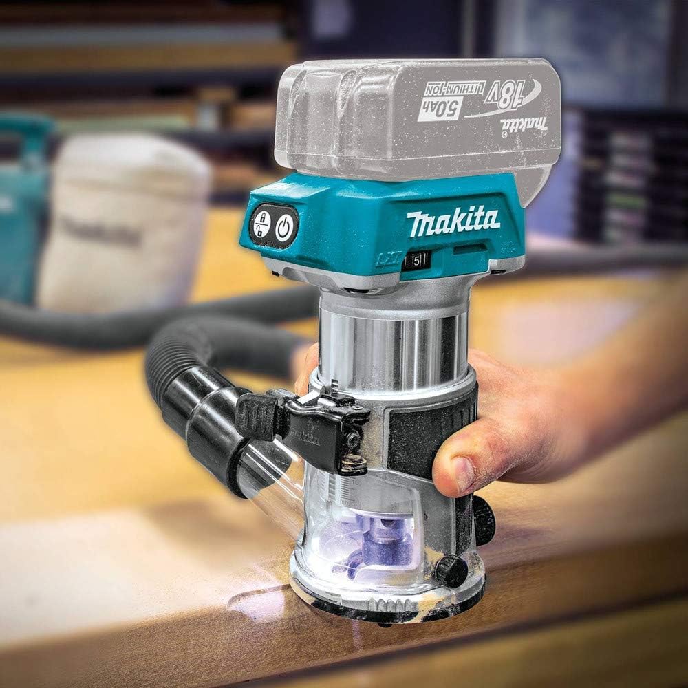 Makita 18 Volt LXT XTR01Z-B-C Lithium Ion Brushless Cordless Compact Router Factory Serviced (Tool Only)