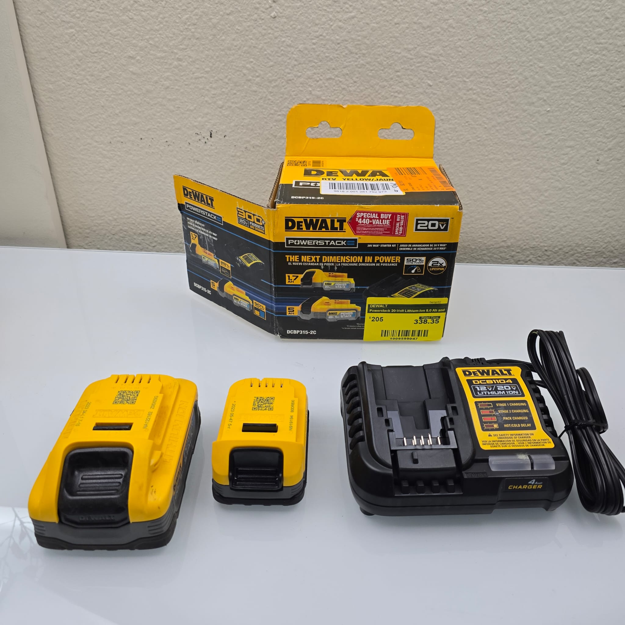 Powerstack 20-Volt Lithium-Ion 5.0 Ah and 1.7 Ah Batteries and Charger (DCBP315-2C)