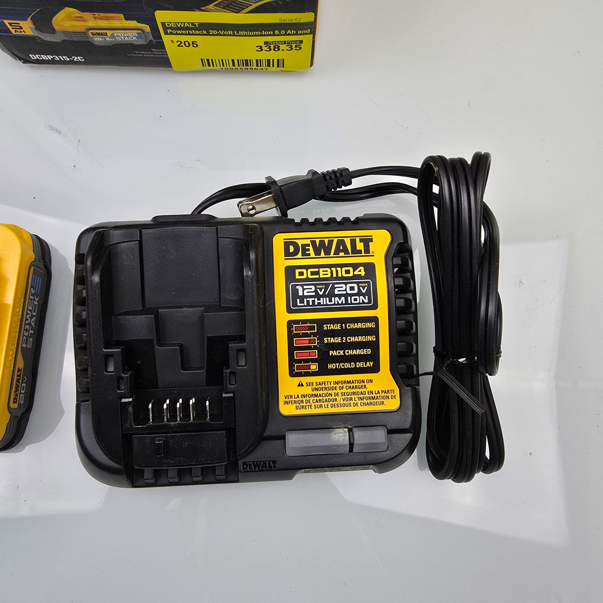 Powerstack 20-Volt Lithium-Ion 5.0 Ah and 1.7 Ah Batteries and Charger (DCBP315-2C)