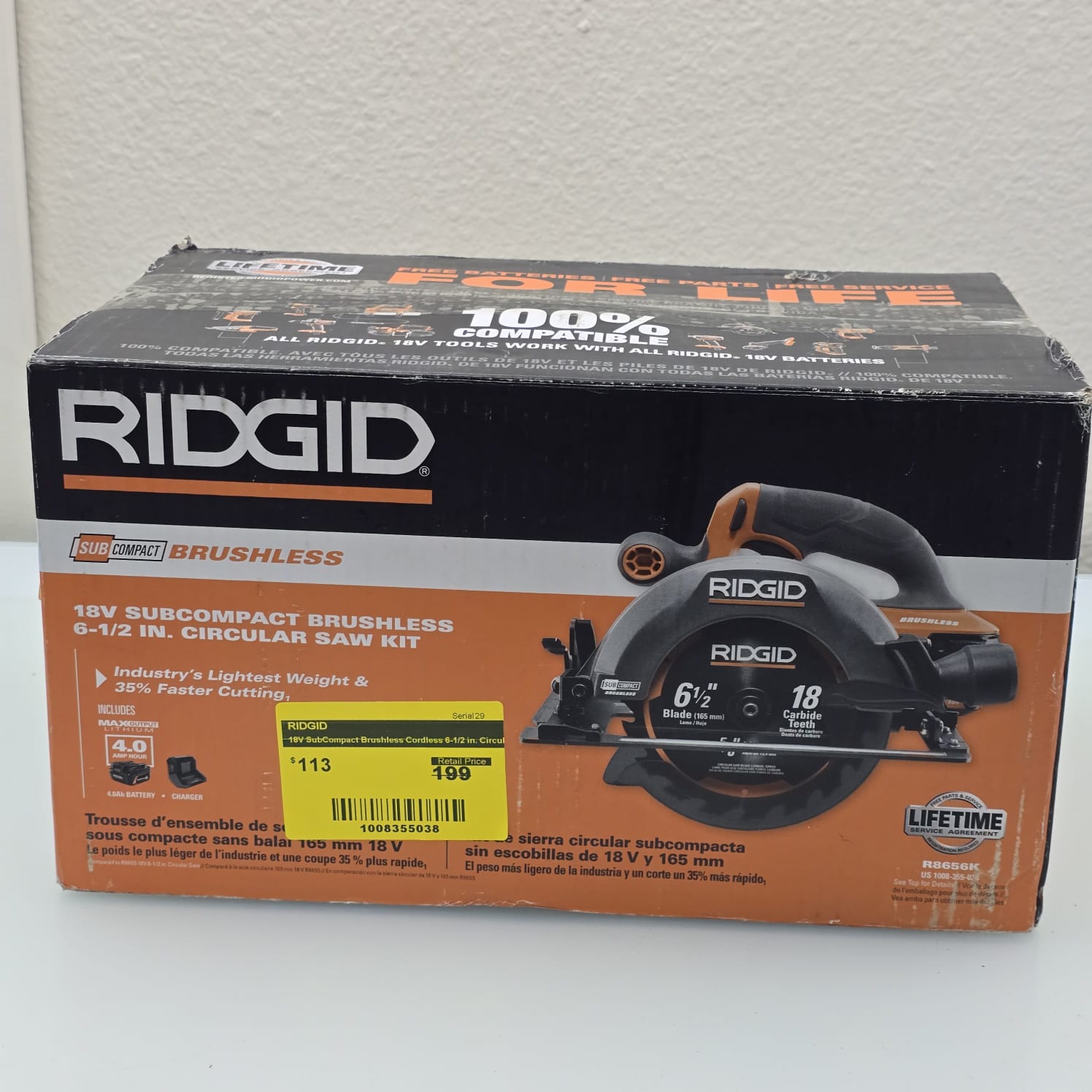 18V SubCompact Brushless Cordless 6-1/2 in. Circular Saw Kit with 4.0 Ah MAX Output Battery and Charger (R8656K)