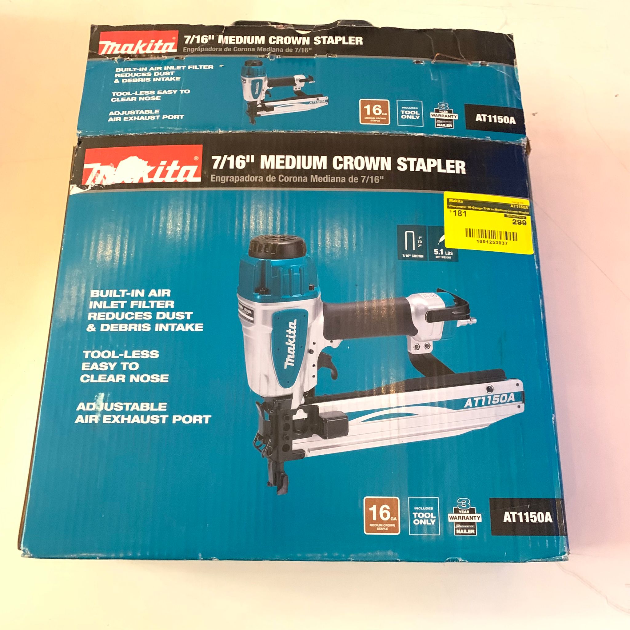 Pneumatic 16-Gauge 7/16 in.Medium Crown Stapler (AT1150A)