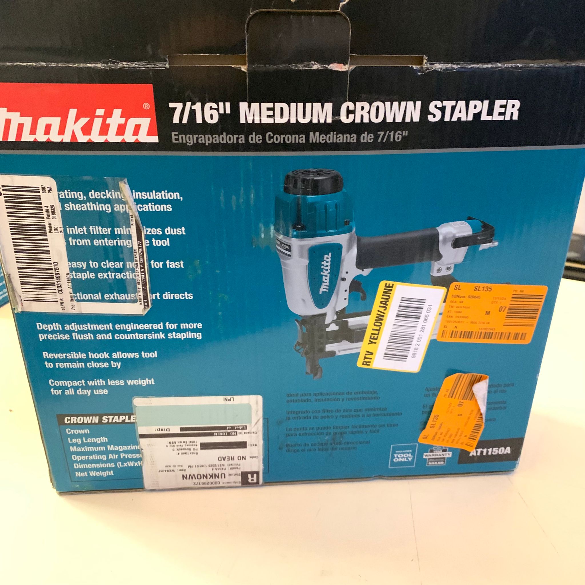 Pneumatic 16-Gauge 7/16 in.Medium Crown Stapler (AT1150A)