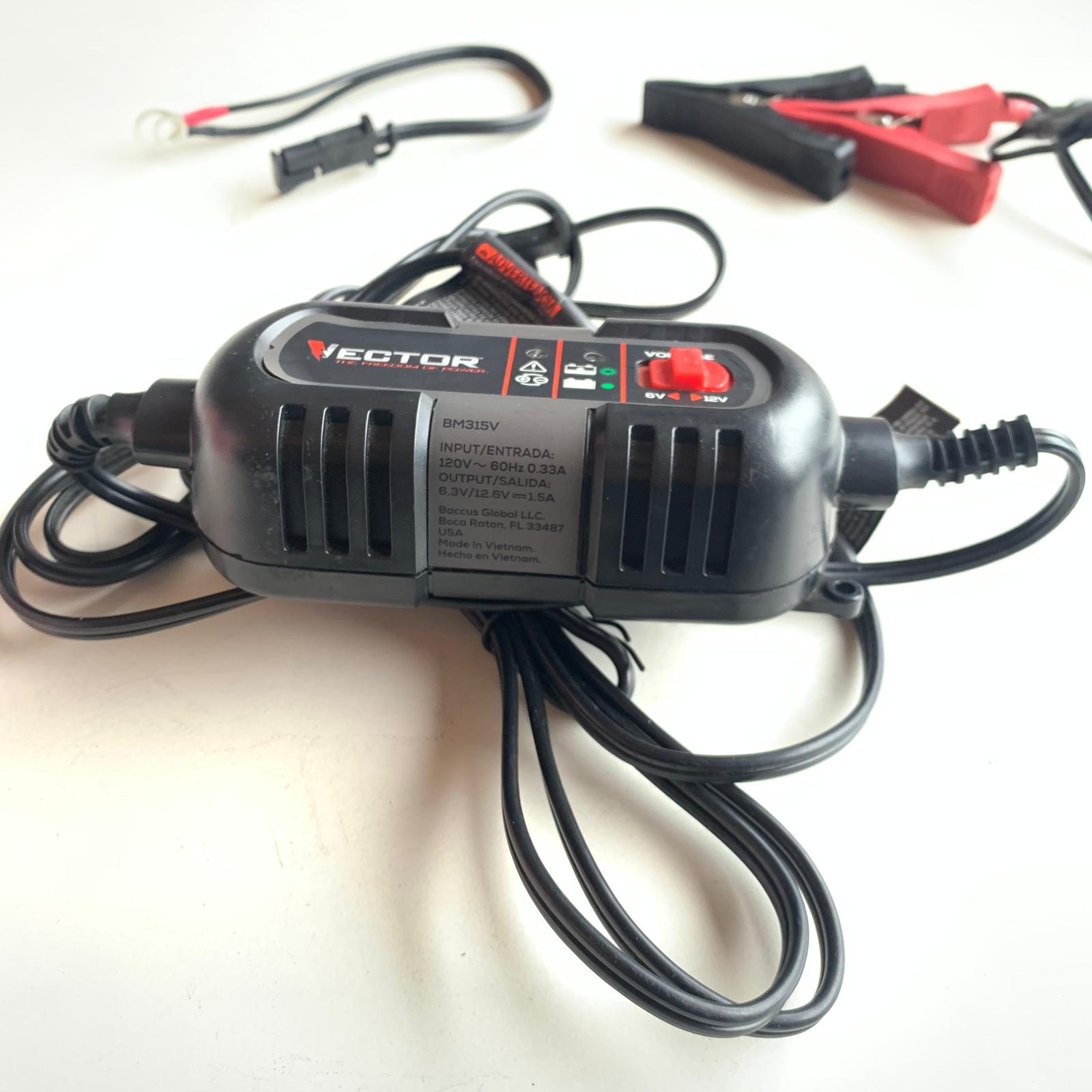 1.5 Amp Battery Charger, Battery Maintainer, Trickle Charger, 6V and 12V, Fully Automatic (BM315V)