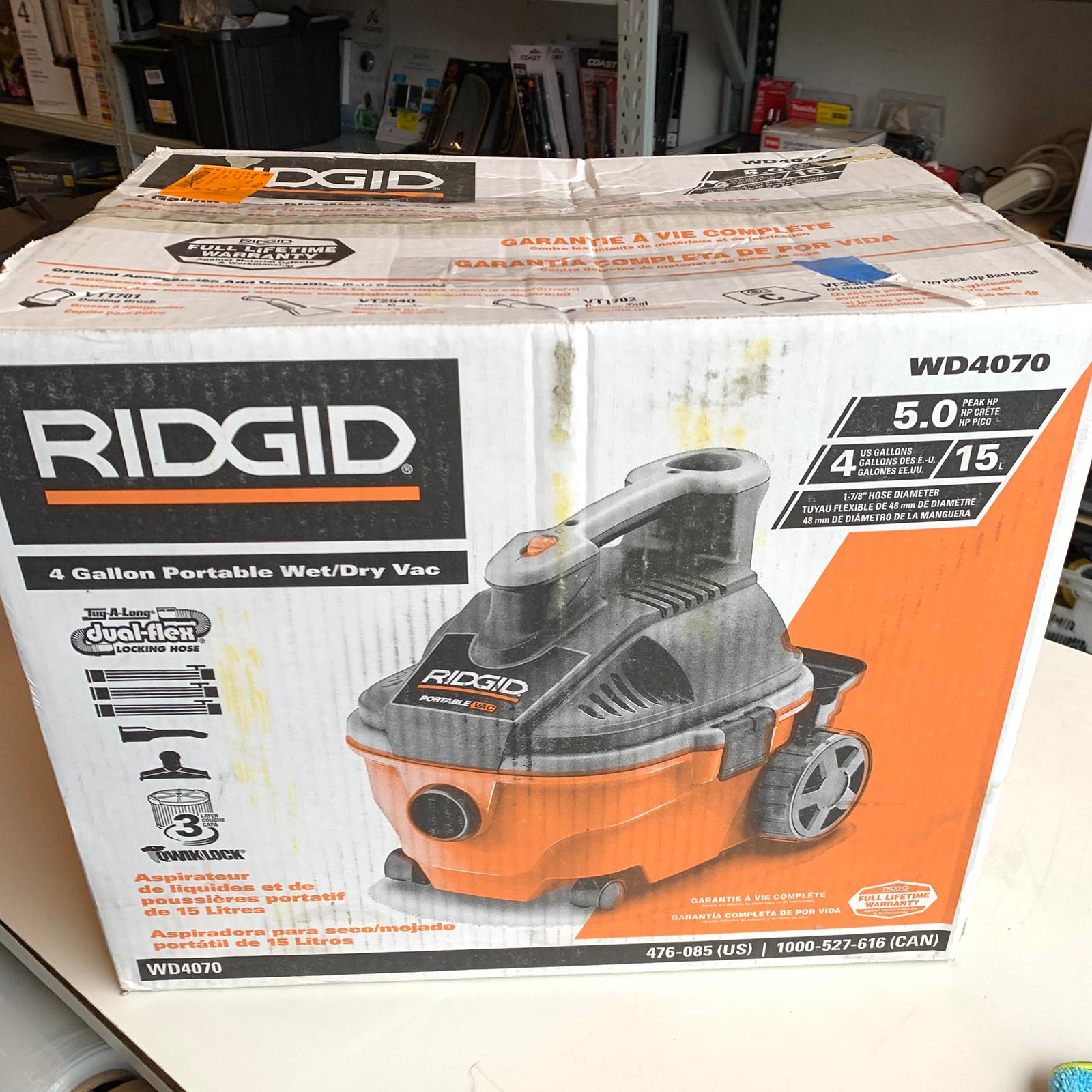 RIDGID 4 GAL PORTABLE WET/DRY VAC (WD4070)