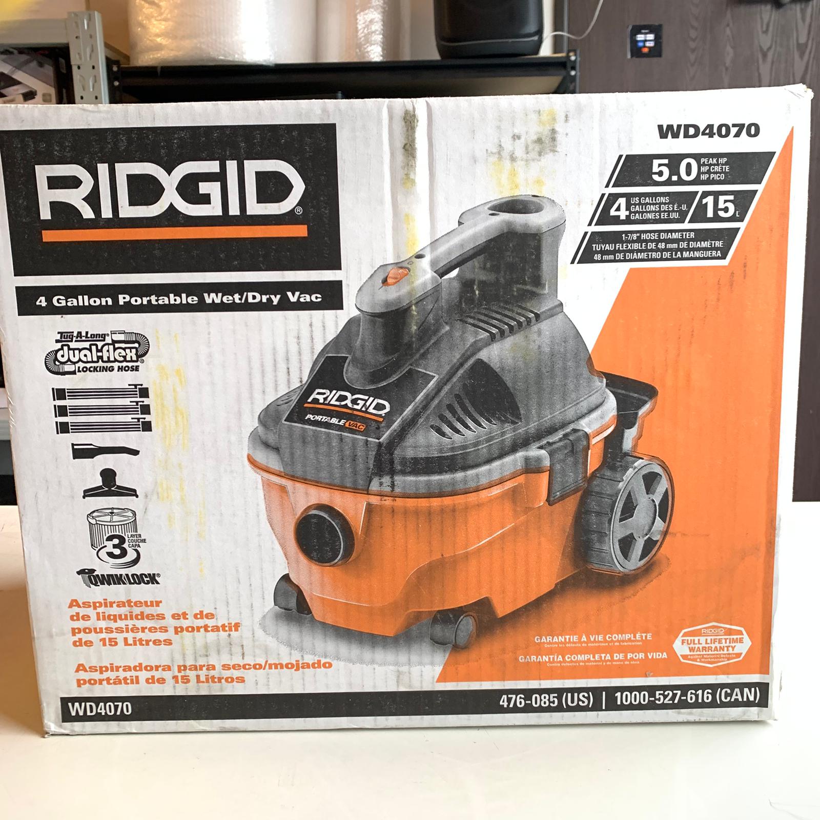 RIDGID 4 GAL PORTABLE WET/DRY VAC (WD4070)