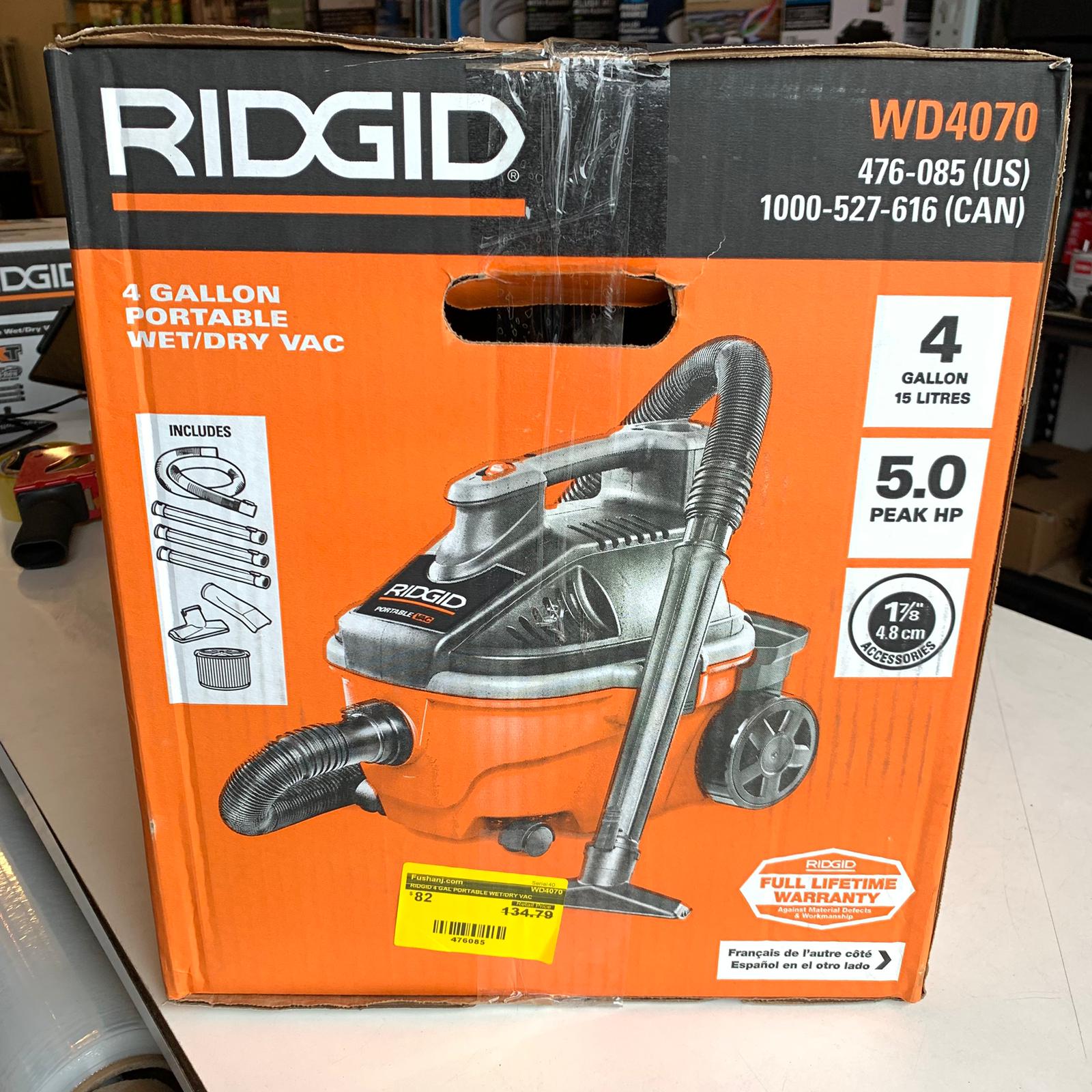 RIDGID 4 GAL PORTABLE WET/DRY VAC (WD4070)