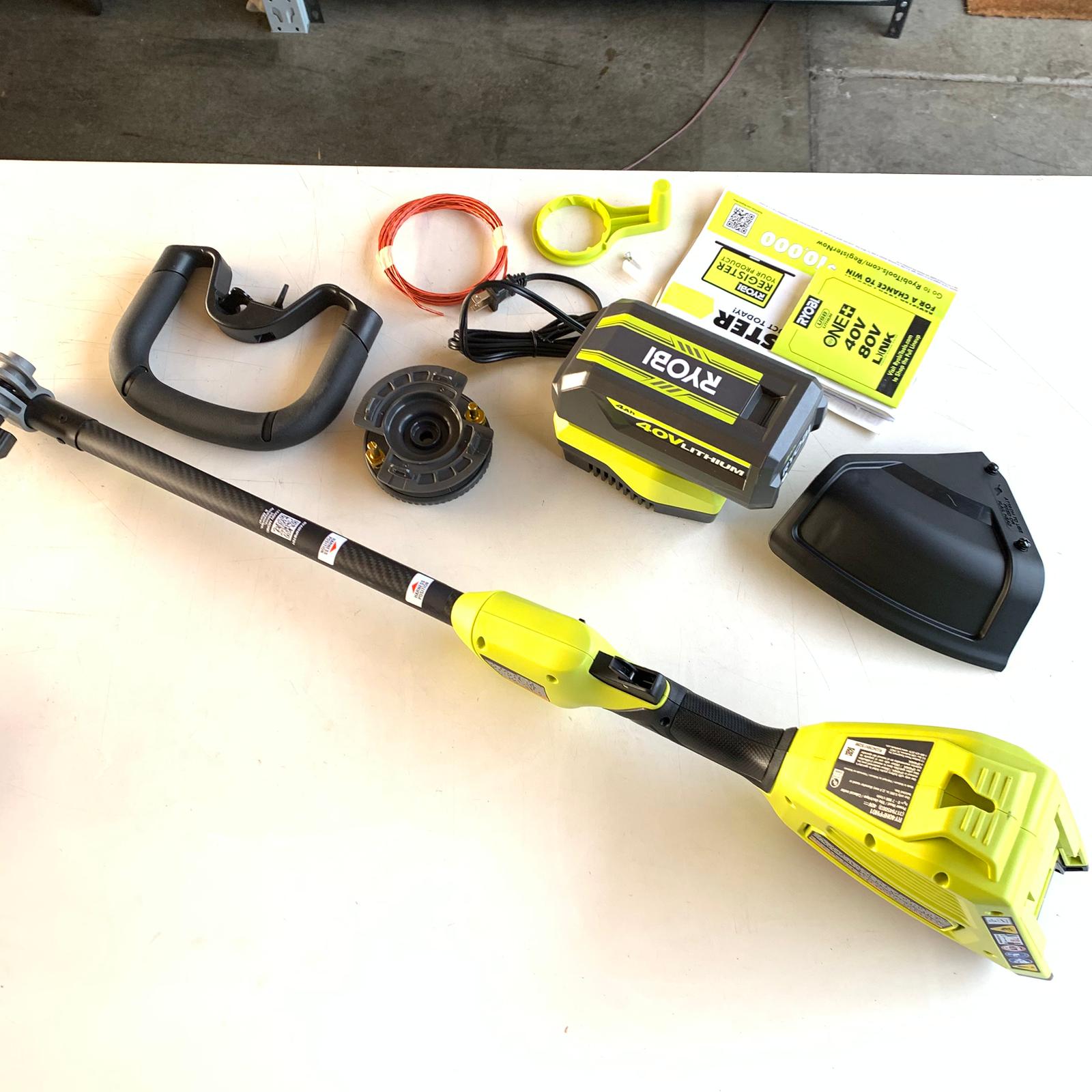 40V HP Brushless 16 in. Cordless Carbon Fiber Shaft Attachment Capable String Trimmer with 4.0 Ah Battery and Charger (RY40HPST01K)