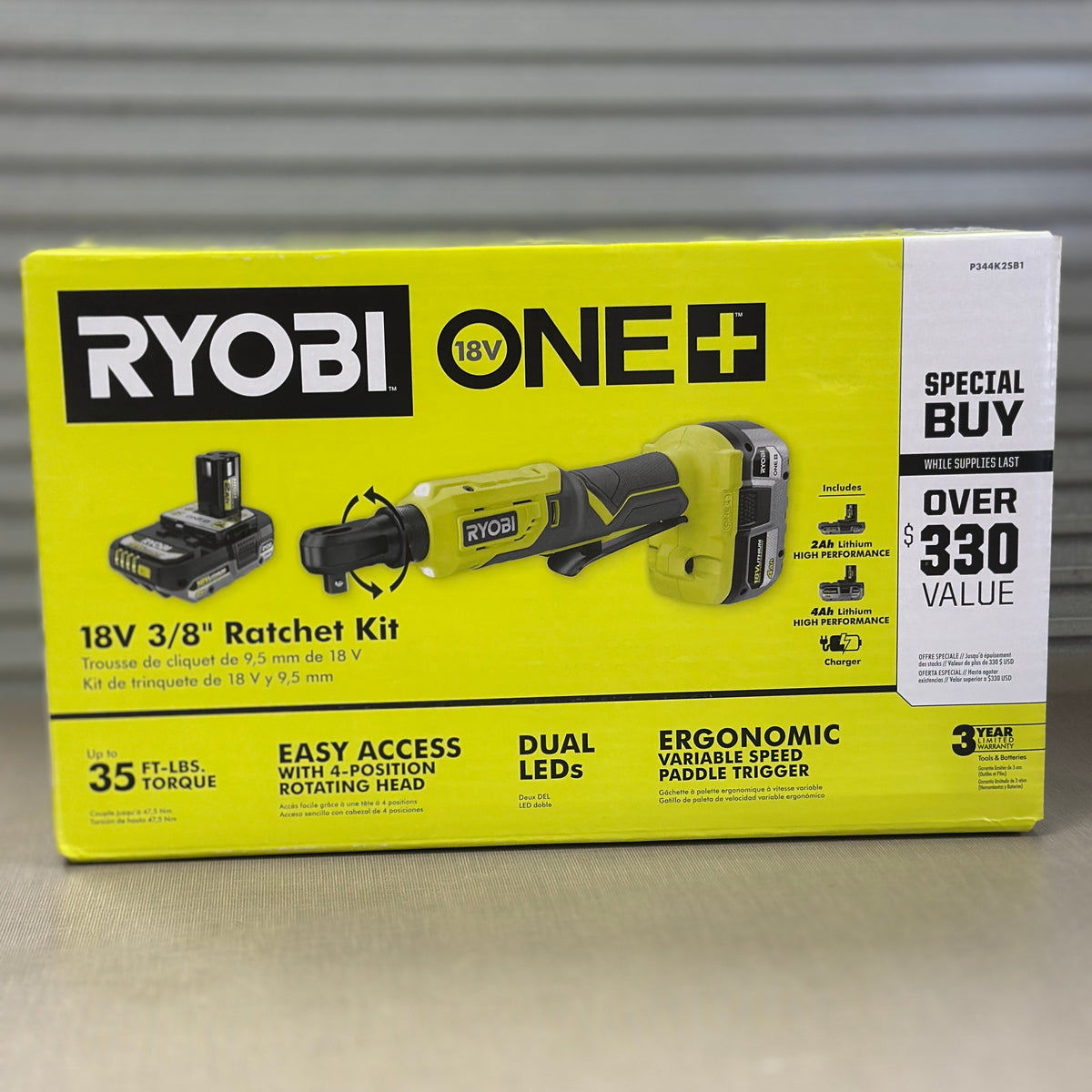 Ryobi 18V ONE+ 3/8" Ratchet Kit