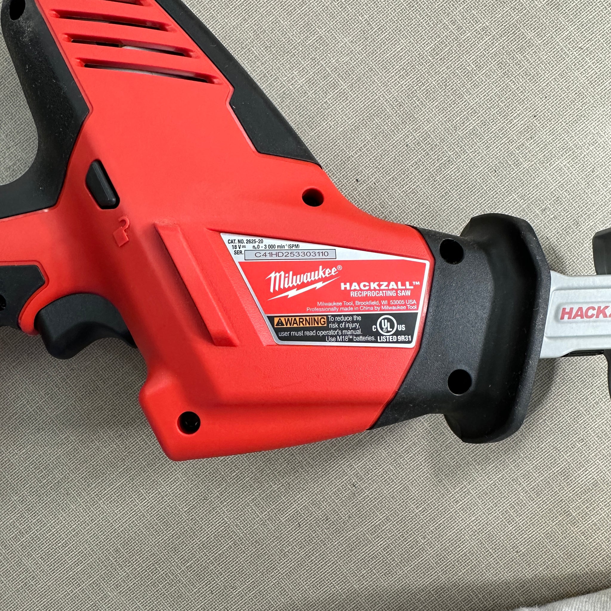Milwaukee M18™ HACKZALL Reciprocating Saw – Model 2625-20 | Compact One-Handed Saw (Tool Only)