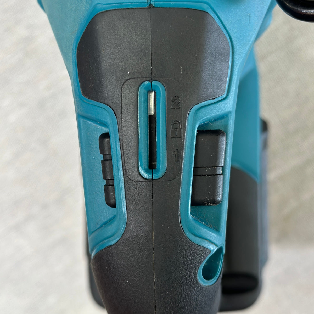 Full side profile of a factory-serviced Makita GRJ01Z 40V max XGT brushless cordless reciprocating saw