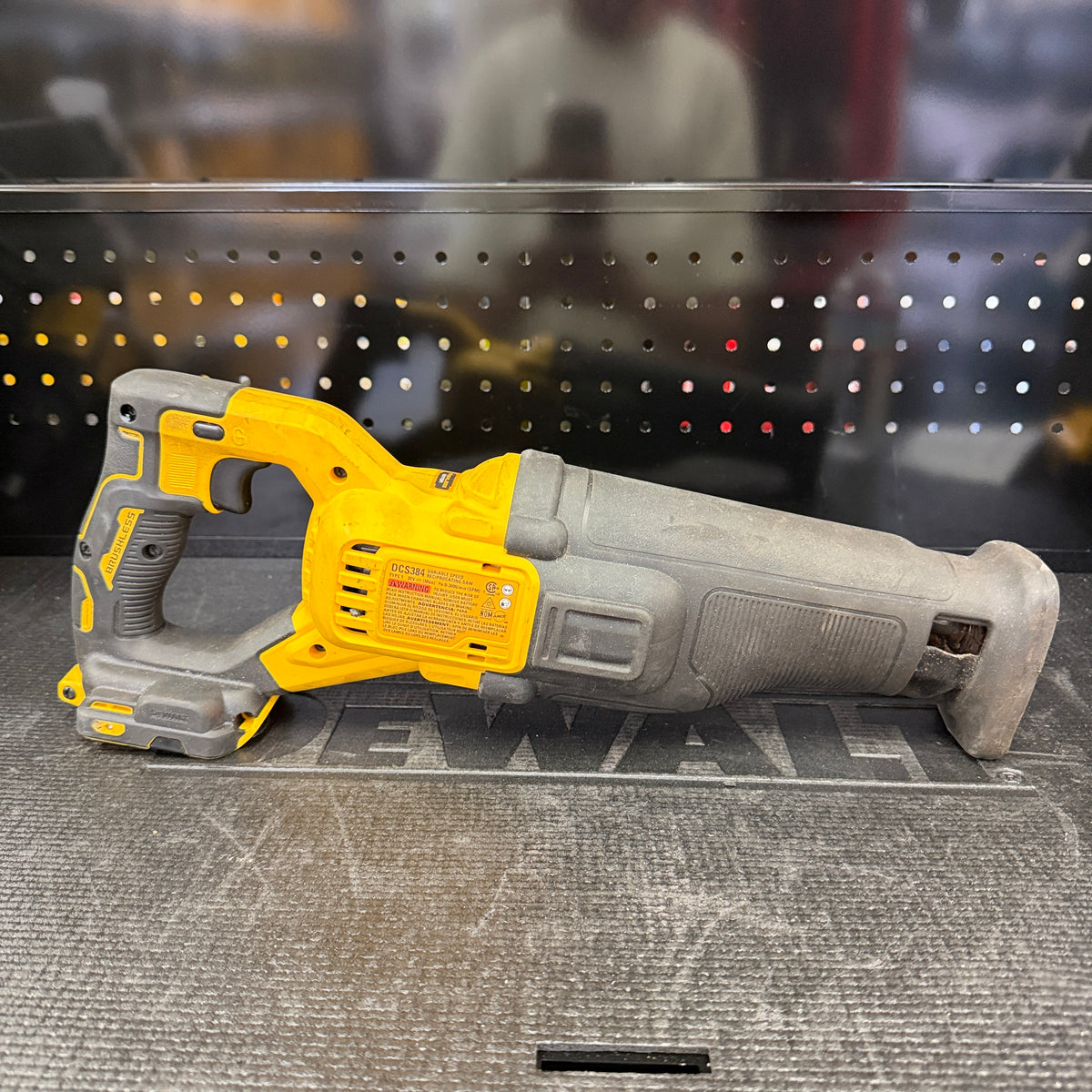 DEWALT DCS384 20V MAX XR brushless reciprocating saw, tool only, front view