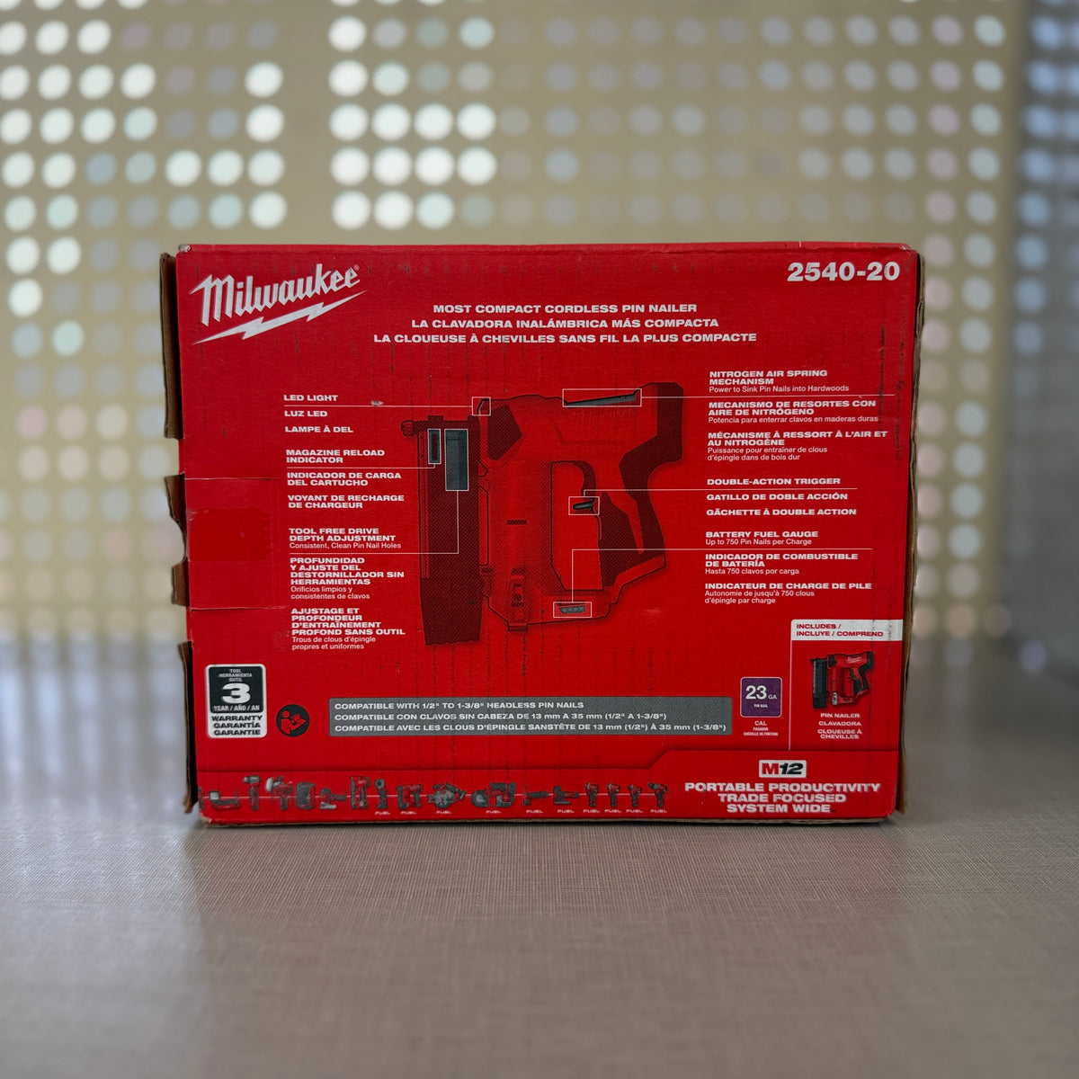 Milwaukee M12 23 Gauge Pin Nailer — Tool Only, 2540-20