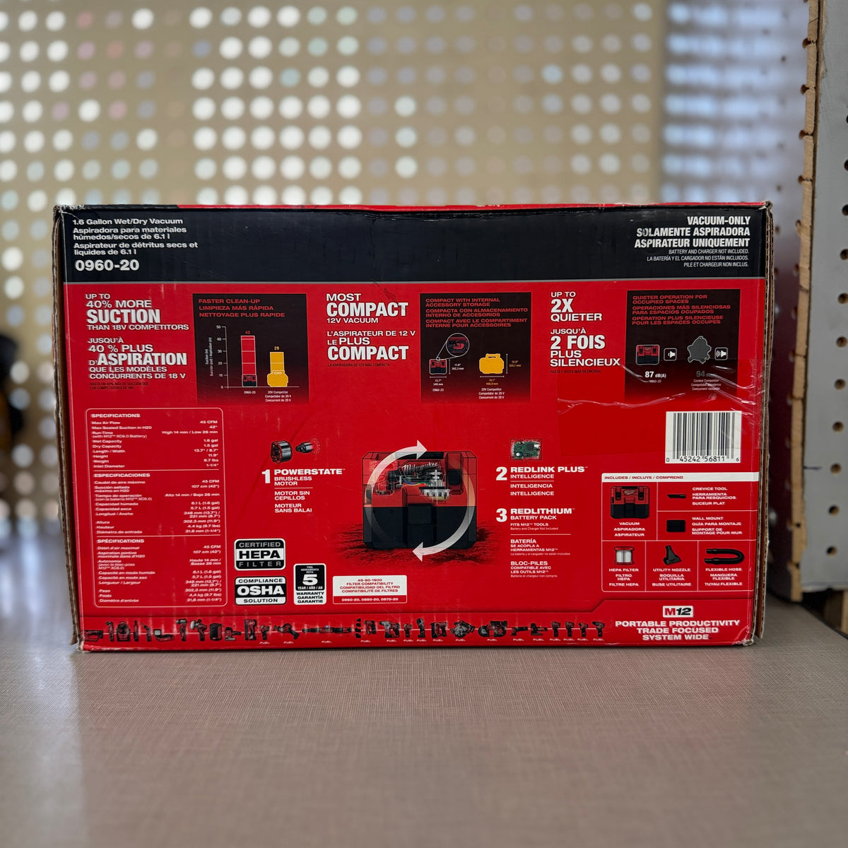 Milwaukee M12 FUEL 1.6 Gallon Wet/Dry Vacuum — Tool Only, 0960-20