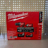 Milwaukee M18 Compact Brushless 2-Tool Combo Kit — Hammer Drill/Driver + 3-Speed Impact Driver w/ XC4.0 & CP2.0 Batteries (3693-22CX)
