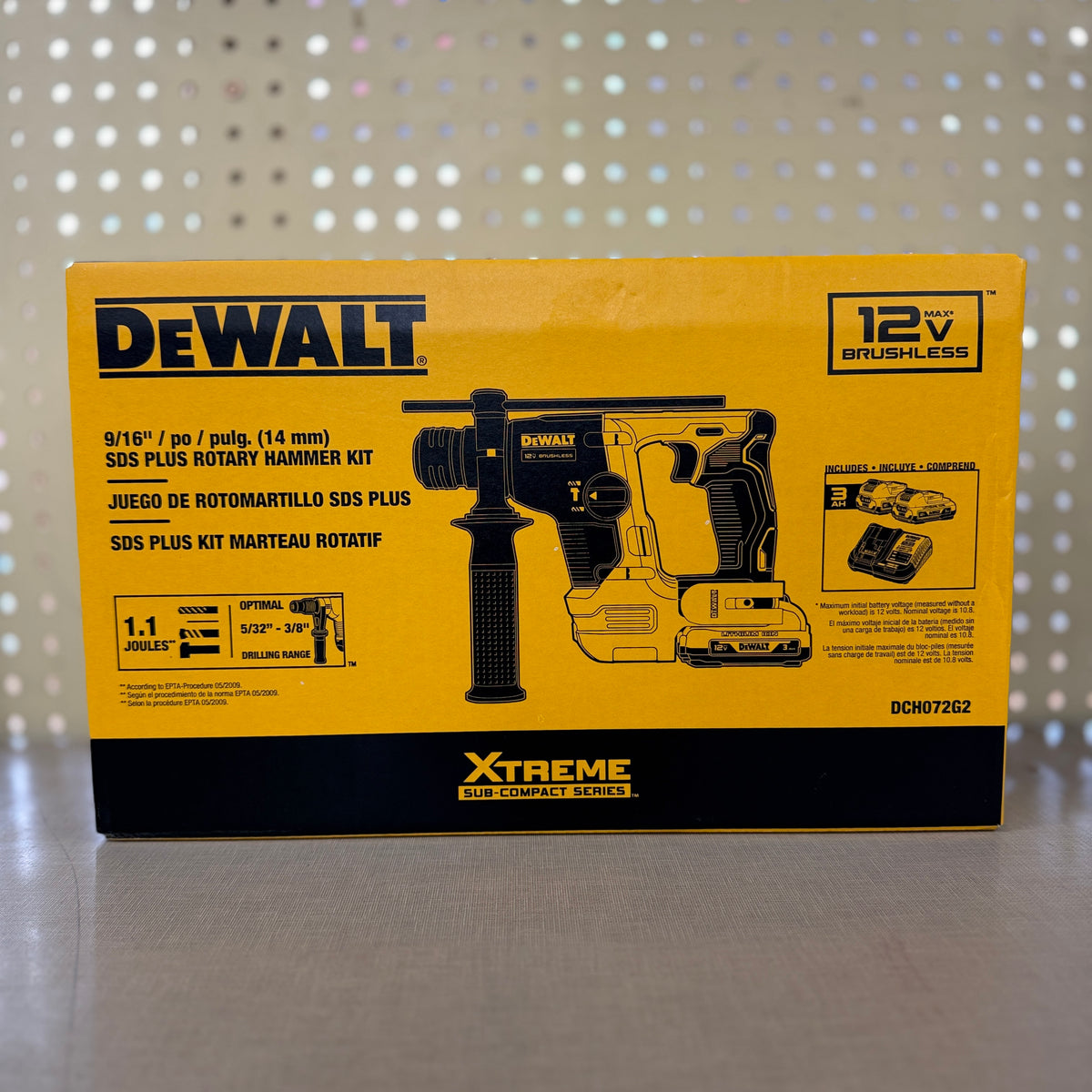 DEWALT DCH072G2 12V MAX Brushless 9/16 in. SDS Plus Rotary Hammer Kit