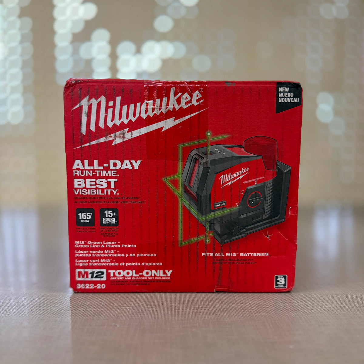 Milwaukee 3622-20 M12 Green Laser Cross Line & Plumb Points (Tool Only)