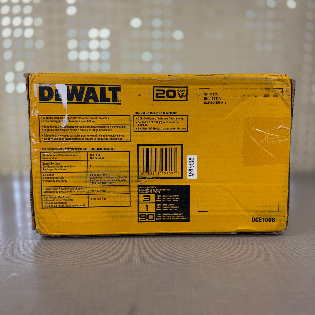 DEWALT DCE100B 20V MAX Compact Jobsite Blower (Tool Only) 100 CFM 180 MPH