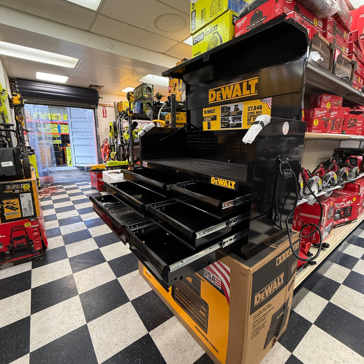 DEWALT DWST24062 41 in. Wide Tool Chest & Roller Cabinet 15-Drawer Combo with Power Strip