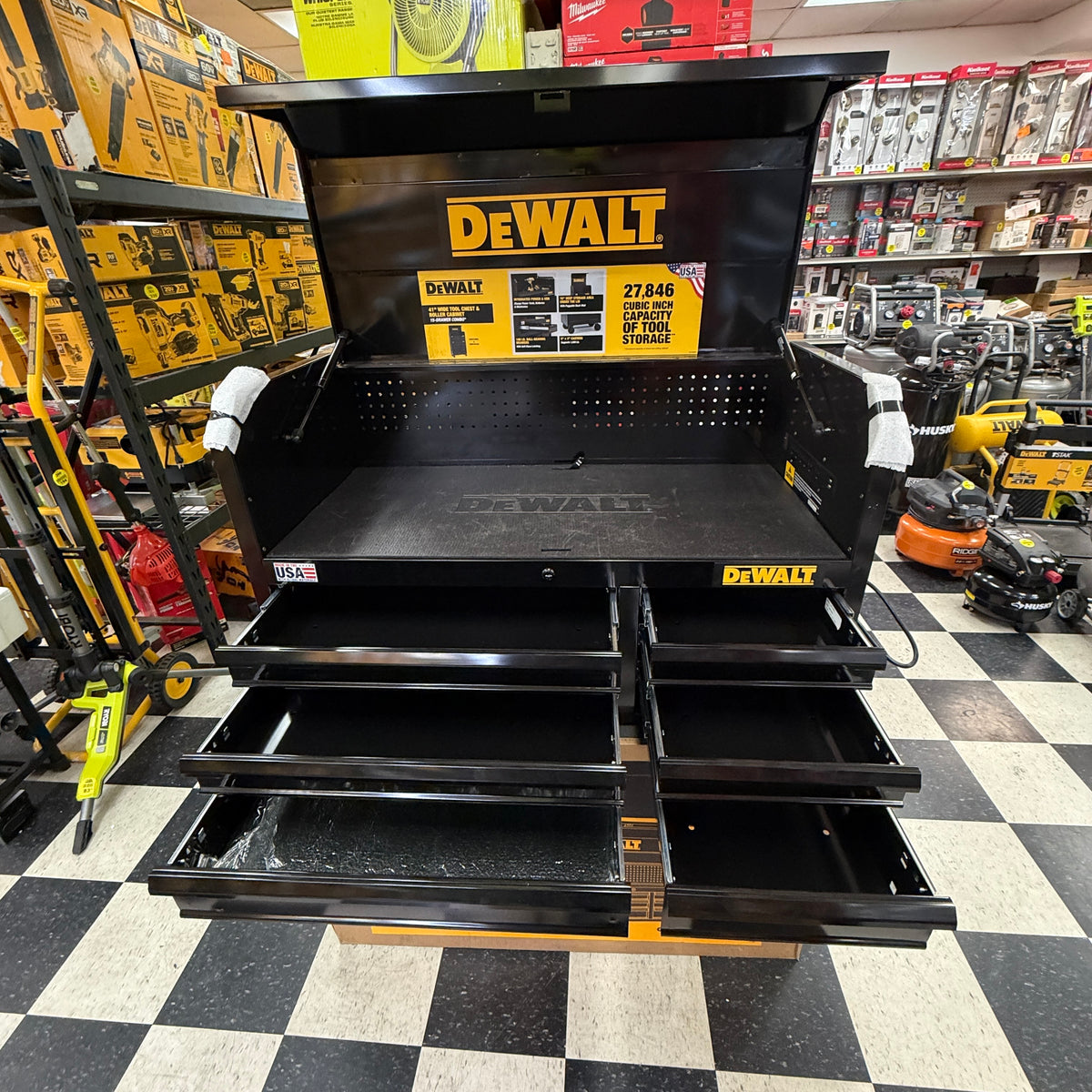 DEWALT DWST24062 41 in. Wide Tool Chest & Roller Cabinet 15-Drawer Combo with Power Strip