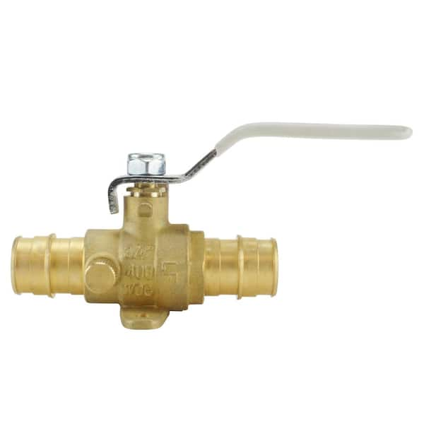 3/4 in. Brass PEX-A Barb Ball Valve with Drain and Mounting Pad (EPXV34WD)