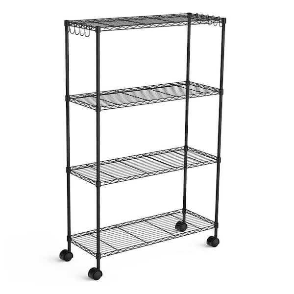 4-Tiers Steel Adjustable Garage Storage Shelving Unit in Black (35 in. W x 57 in. H x 14 in. D) (HDB08TH6WZSDDM)