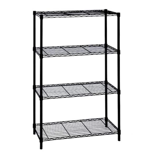 4-Tier Steel Wire Shelving Unit in Black (36 in. W x 54 in. H x 14 in. D) (21436BPS)