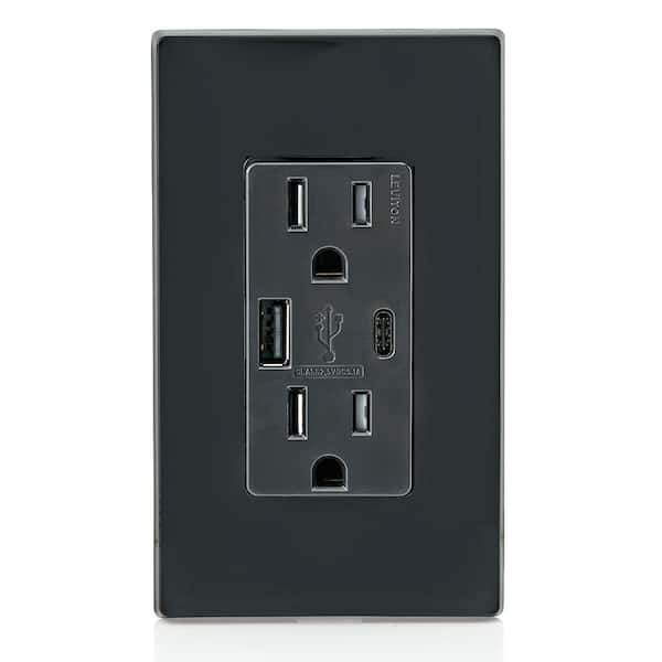 Black, 15 Amp Decora Type A and C USB Charger Tamper-Resistant Outlet (R05-T5633-0BE)