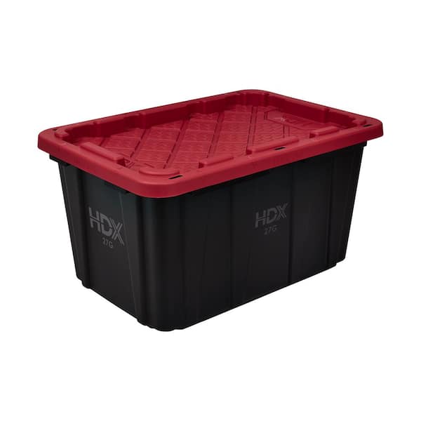 27 Gal. Tough Storage Tote in Black and Red (206217)