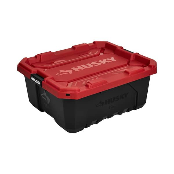 19 Gal. Pro Grip Storage Tote in Black with Red Lid (999-19G-HUSKY)