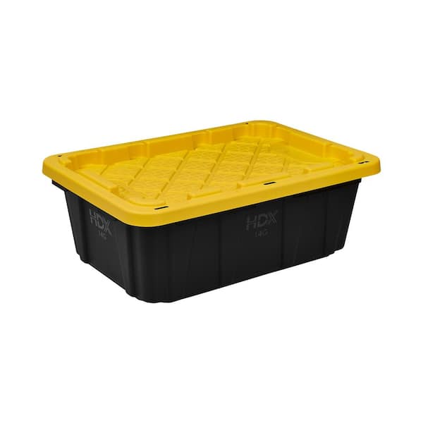 14 Gal. Tough Storage Tote in. Black with Yellow Lid (206215)