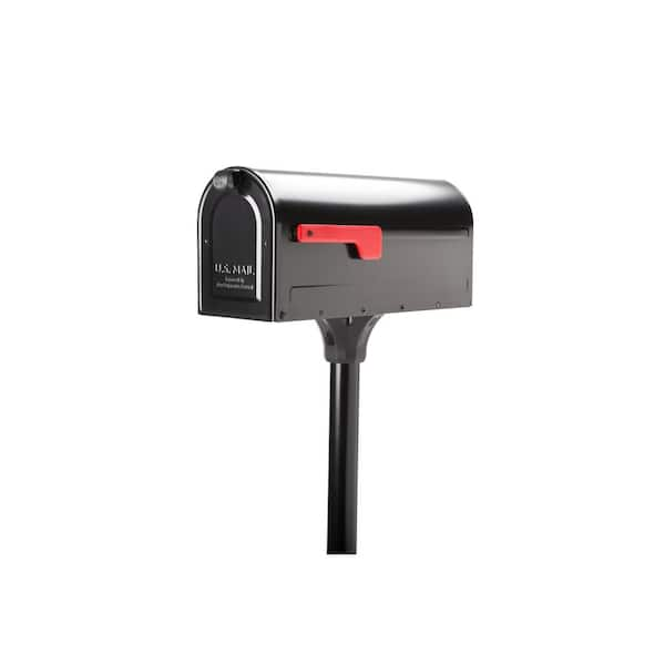 MB1 Black, Medium, Steel, Post Mount Mailbox and 2 in. In-Ground Post Kit (7680B-10)