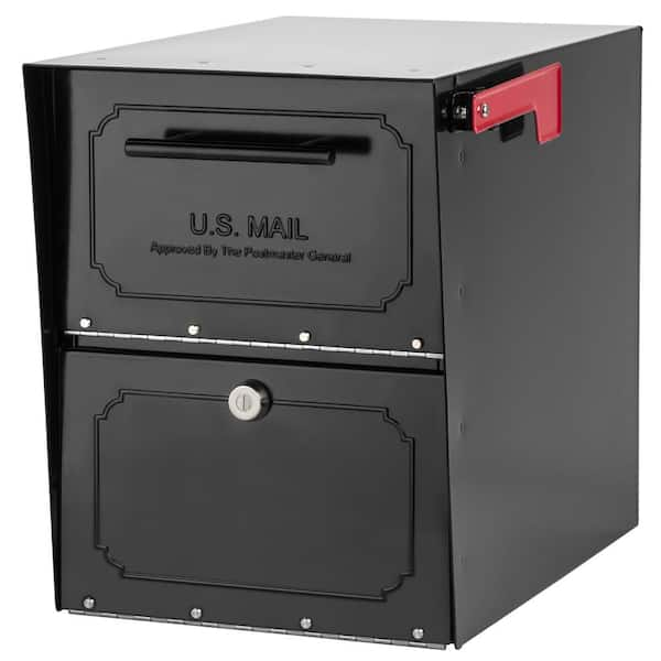 Oasis Classic Black, Extra Large, Steel, Locking, Post Mount Parcel Mailbox with High Security Reinforced Lock (6200B-10)