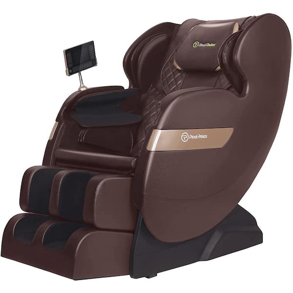 Favor-03 ADV Brown Massage Chair has Dual-Core S Track, Zero Gravity, LCD Remote, Bluetooth,LED Light (B02258D)