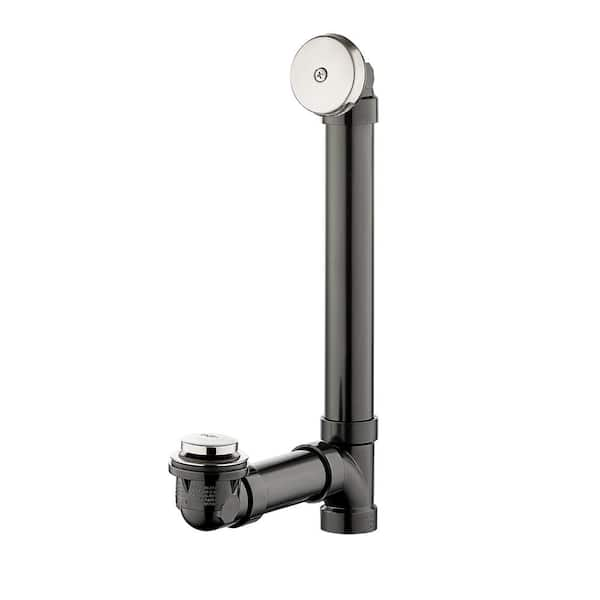 Easy Touch 1-1/2 in. Schedule 40 Black ABS Pipe Bath Waste and Overflow Drain in Brushed Nickel (WO-4-BN-EZ)